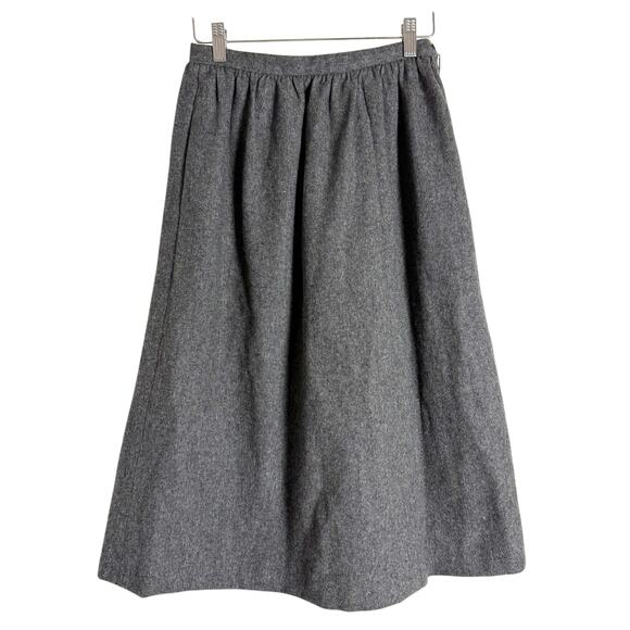 Vintage Halston Gray A-Line High-Waist Wool Midi Skirt Size 6 - Picture 1 of 8